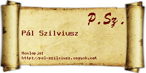 Pál Szilviusz névjegykártya